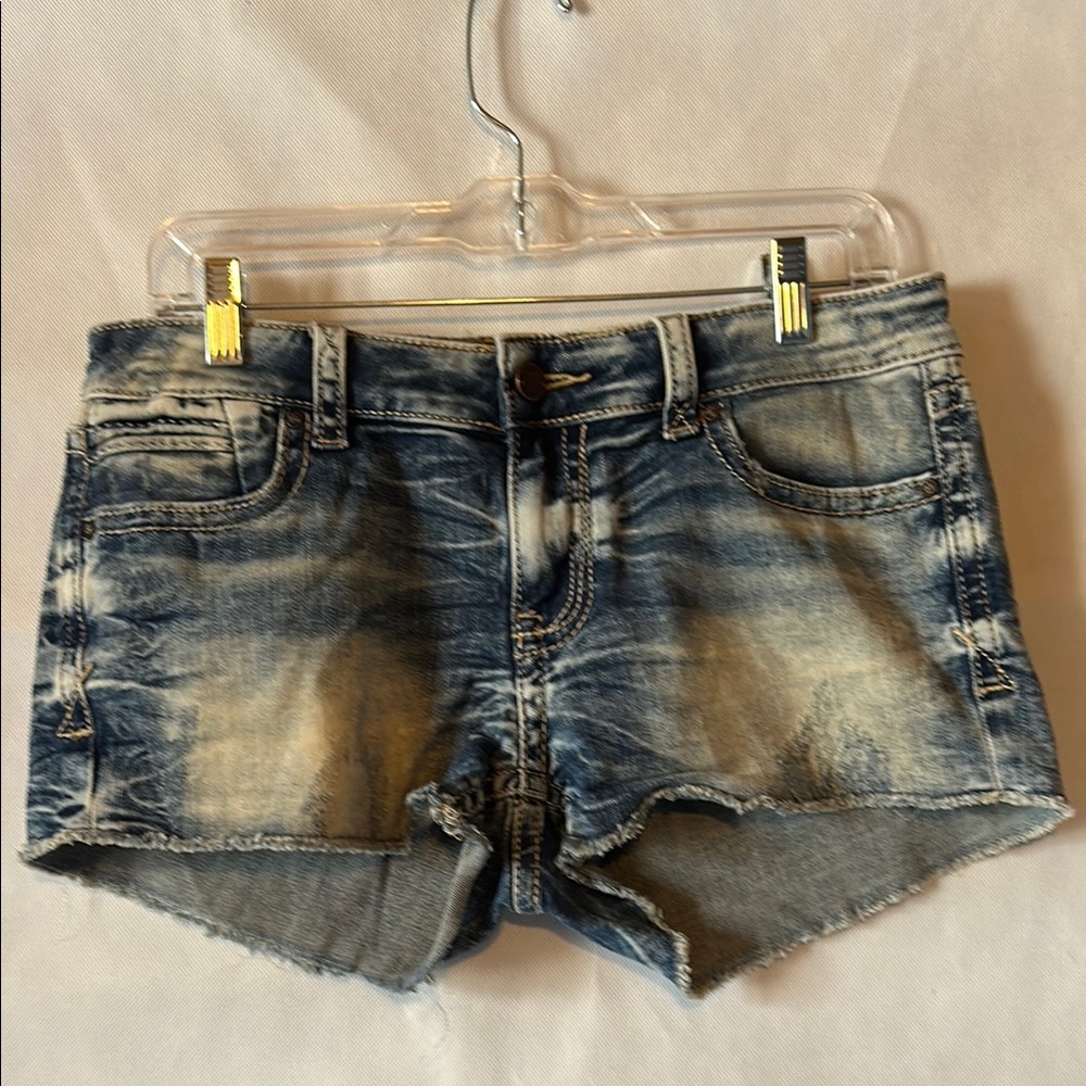 BUCKLE BLACK size 27 Distressed Jean Shorts Frayed Hem fit #256 zipper